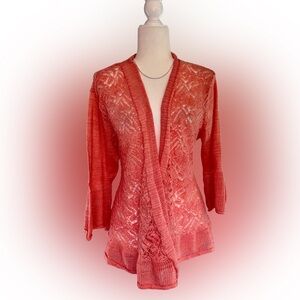 Cato C Est 1946 Open Front Knit Coral Cardigan Plus Size 22/24W